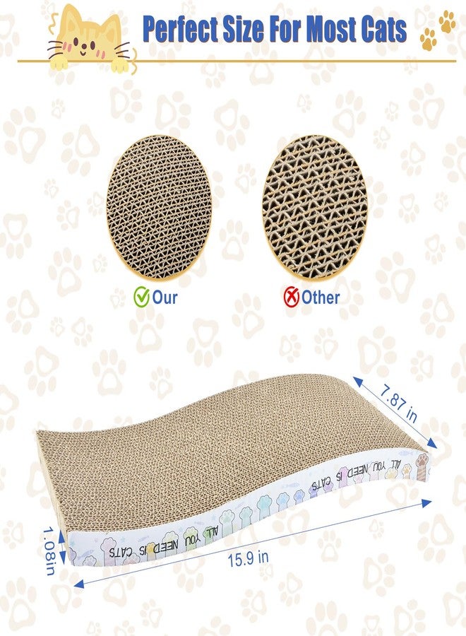 AccEncyc Cat Scratching Board 3 Pack Cat Scratching Pad with Catnip Double-Sided Pad with Premium Scratch Textures Design Curved Cat Scratchers for Indoor Cats to Rest Grind Claws and Play - Image 2